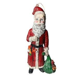 Santa Claus Christmas Ornament Vintage Hard Plastic Mold Figurine 8" READ